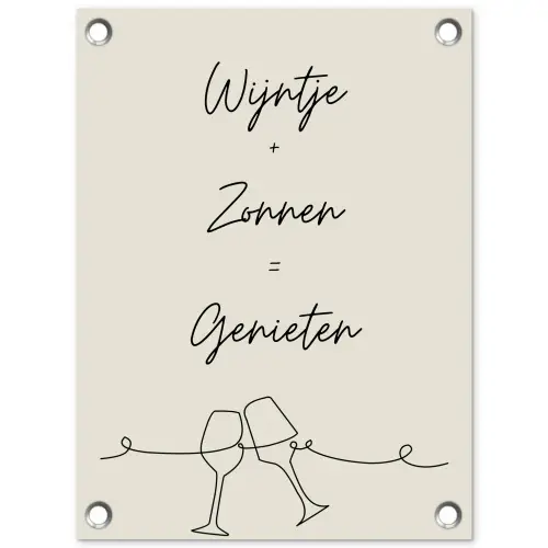 Wijn en Zonnen tuinposter los doek klein -3d