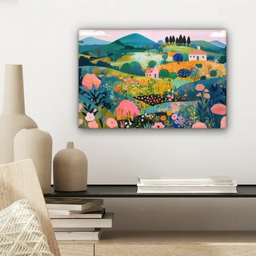 Heuvellandschap - Fantasierijk - Kleurcontrasten canvas 2cm klein -sfeer6