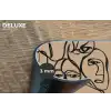 Gezichtenzee - Lijntekening - Abstract Placemat vinyl groot -closeup
