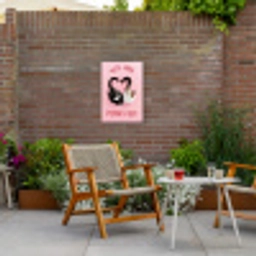 Kat - Hart - Tekst - Valentijn Tuinposter op houten frame 2 cm dik klein -sfeer3