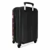 Diepbruine achtergrond met roze stippen NBS - Handbagage koffer - Kinderen Unisex middel -achterkant