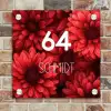 Rode bloemen - Modern Naambord Vierkant klein -sfeer2