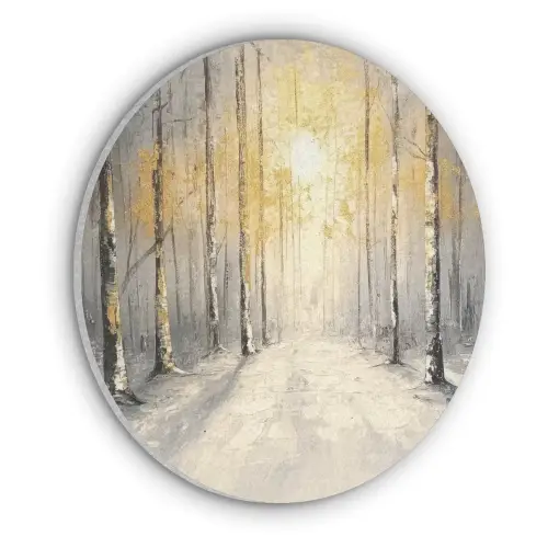 Winter - Abstract - Sneeuw - Natuur - Zon Akoestische PET Vilt - Rond klein -3d