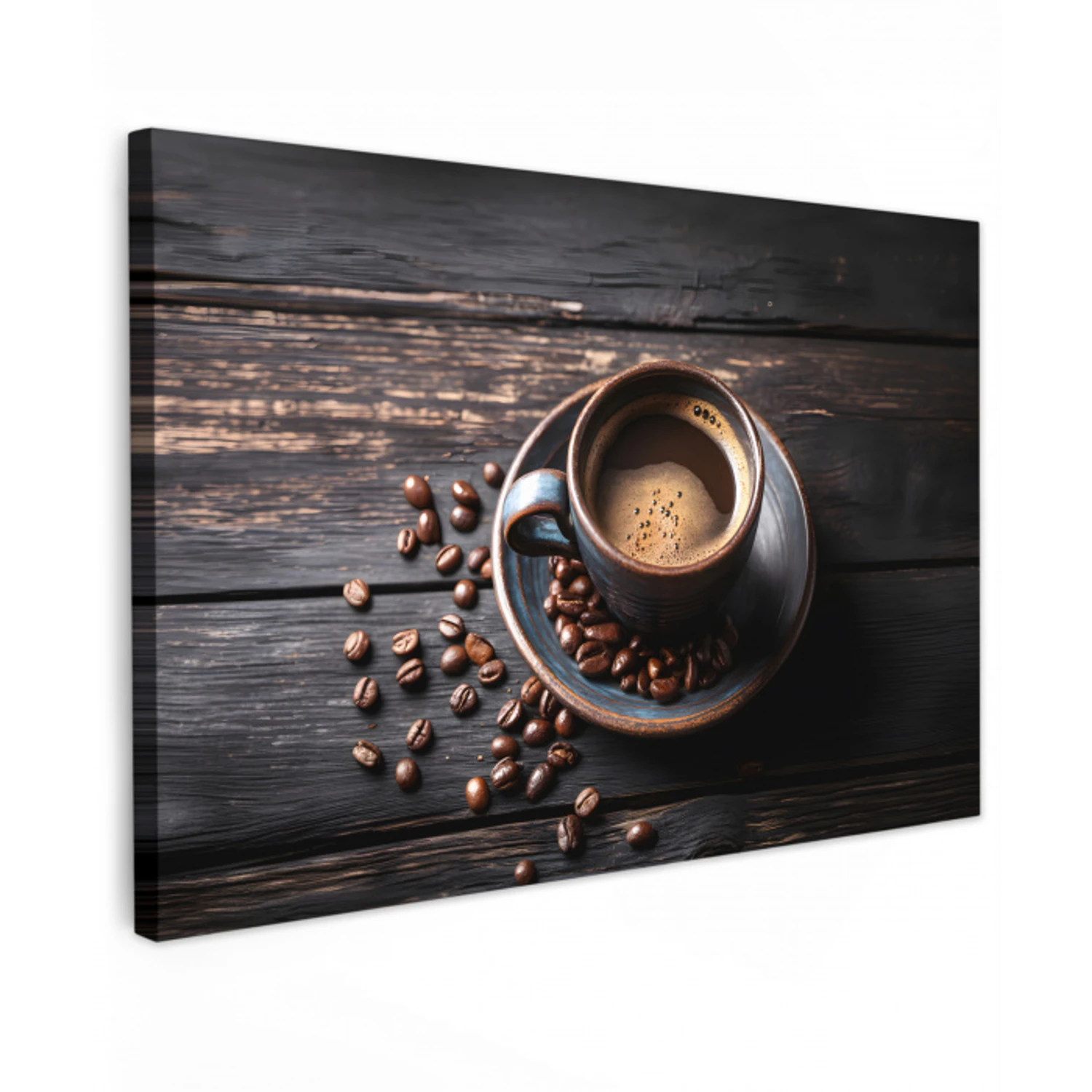 Kop - Koffie - Hout - Bonen canvas 2cm klein -z3d