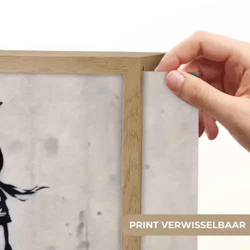 Graffiti - Meisje - Vogel - Street Art - Banksy Style Light Box met batterij (Wandlamp) middel -USP_websiteprintNL
