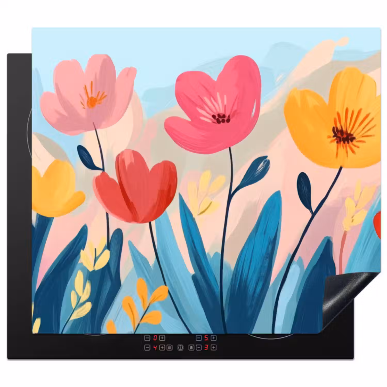 Inductie beschermer - Illustratie - Bloemen - Kleurrijk