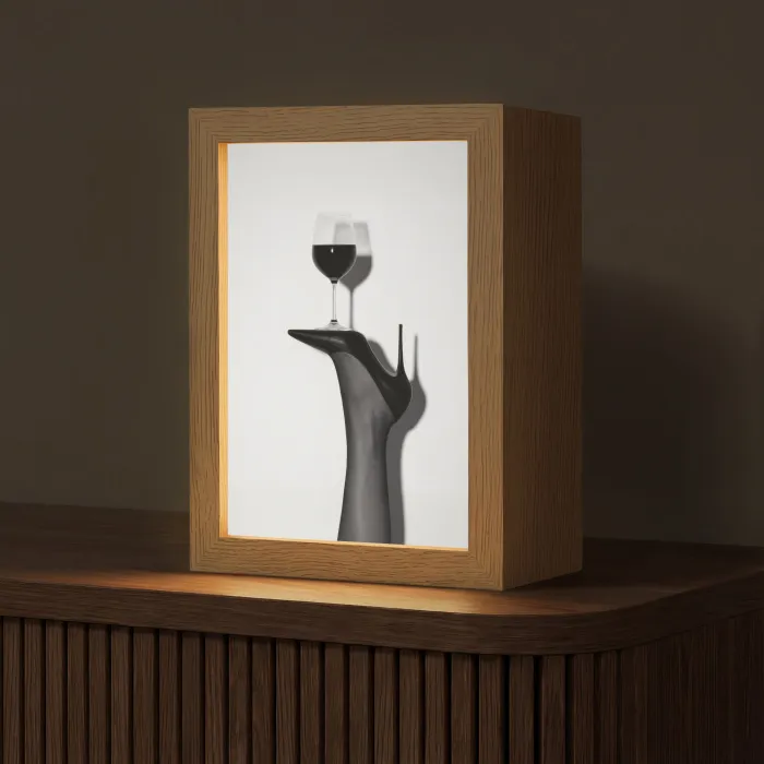 Hak - Wijn - Minimalistisch - Zwart Light Box met kabel (Tafellamp) klein -z3d_website