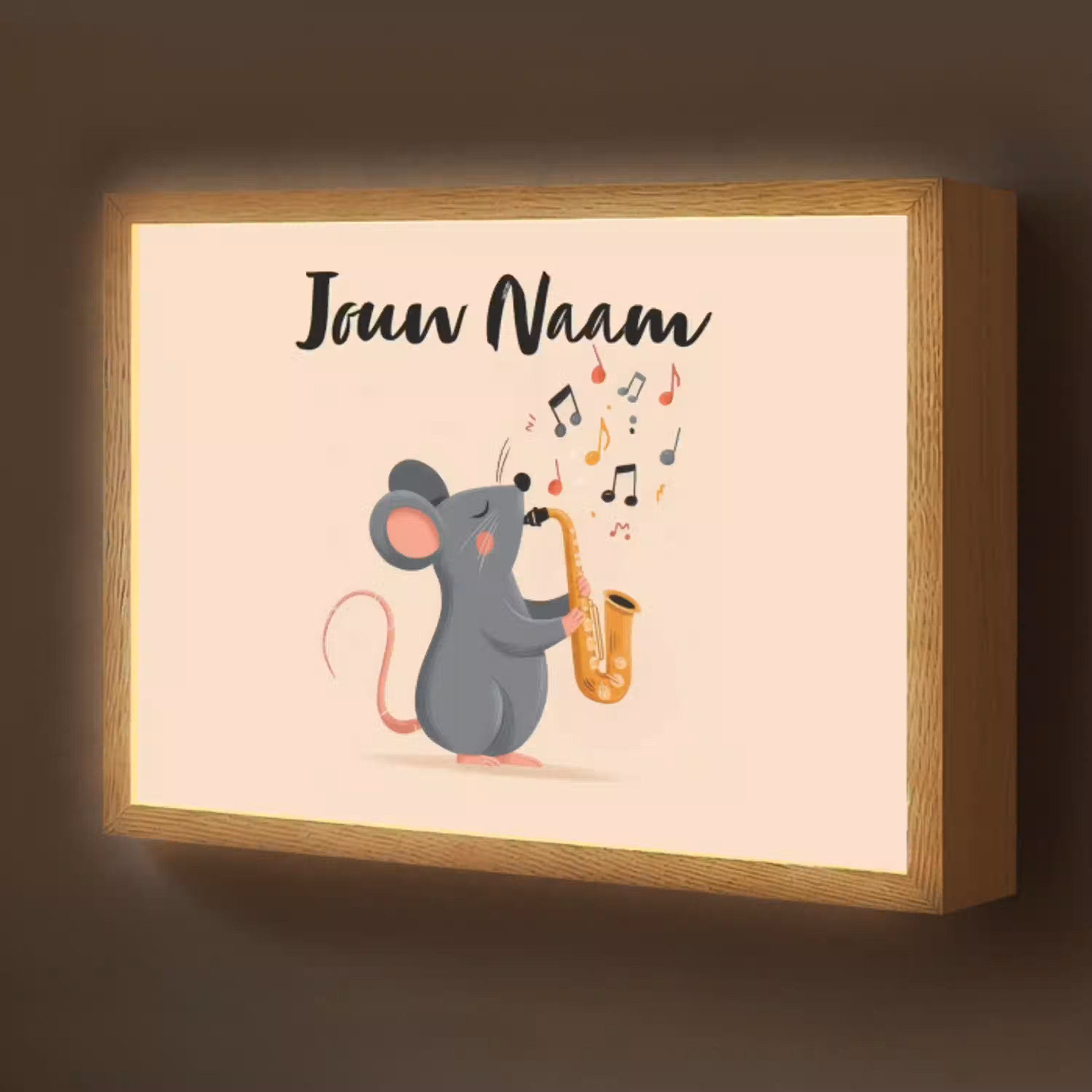 Muis - Saxofoon - Muzieknoten Light Box met batterij (Wandlamp kind) middel -z3d_website