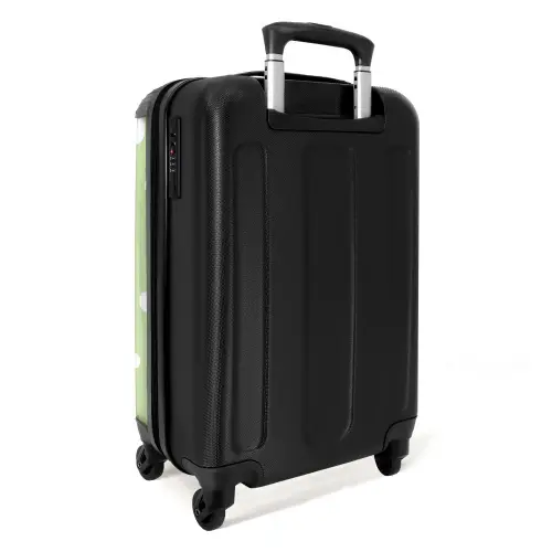 Groene achtergrond met witte stippen NBS - Handbagage koffer - Unisex middel -achterkant
