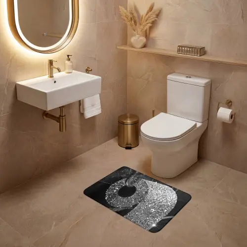 WC - Toilet papier - Zwart wit - Glitters WCmat klein -sfeer3