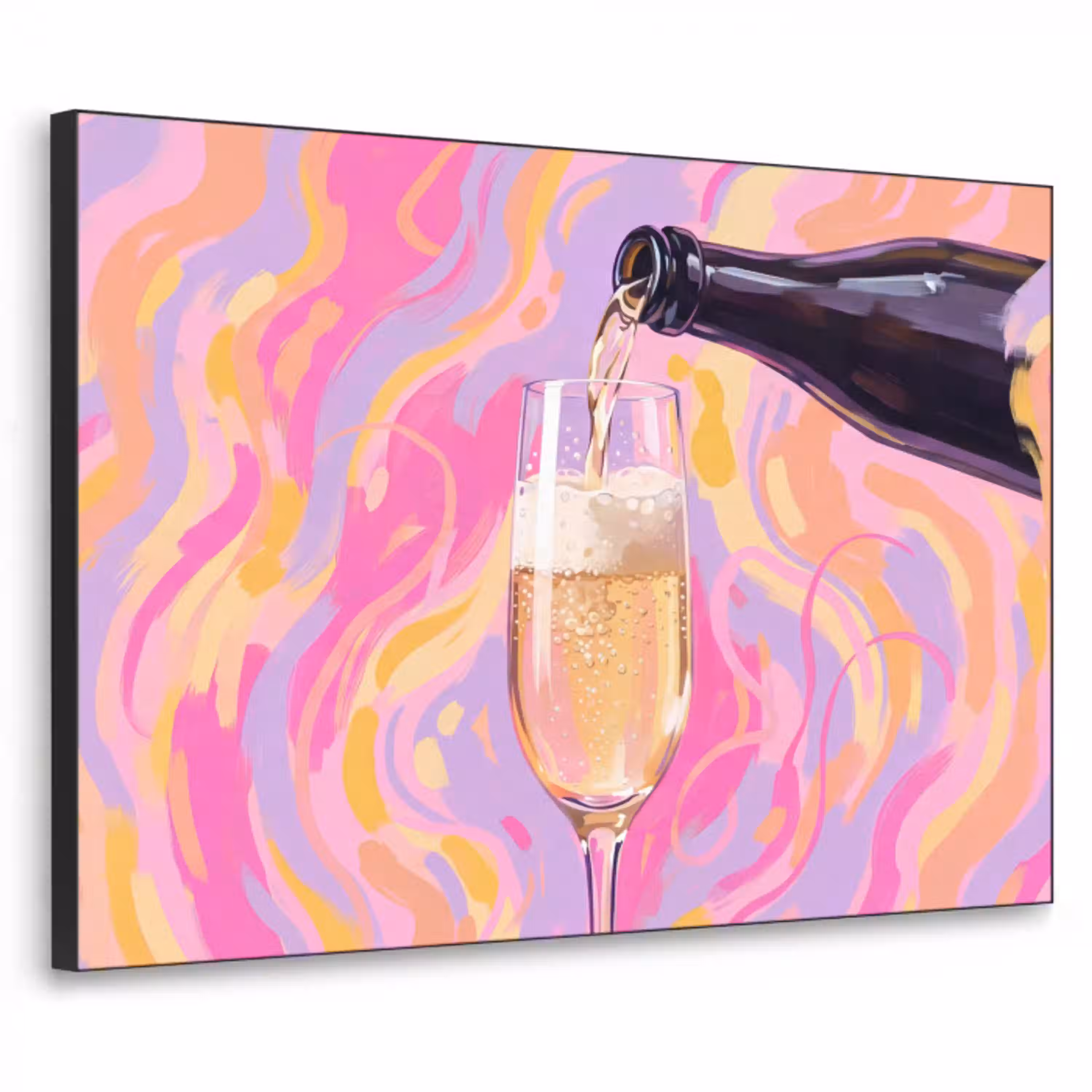 Drank - Inschenken - Feest - Abstract - Roze Textielframe zwart klein -3d