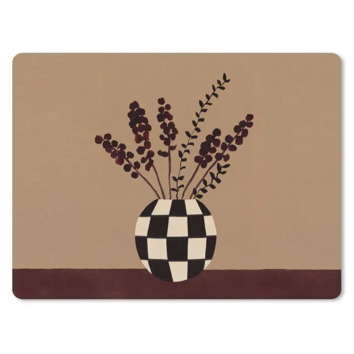 Minimalistisch - Vaas - Bloemen - Bruin muismat rubber klein -3d