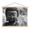 Boeddha - Grijs - Spiritualiteit - Buddha beeld - Religie textielposter latten blank klein -3d