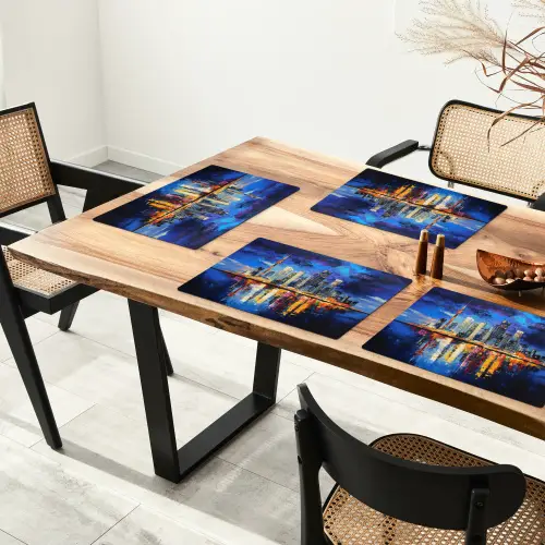 Skyline Toronto - Modern - Stadslicht - Blauw Placemat vinyl groot -zzsfeer4_Kitchenyeah-website