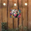 Vrouw - Kauwgom - Graffiti - Neonkleuren tuinposter los doek klein -sfeer1