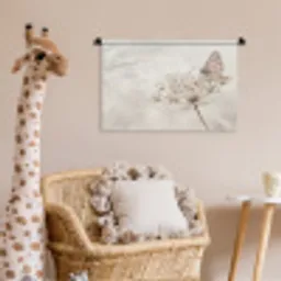 Vlinder - Bloem -Natuur - Beige Wandkleed katoen klein -wsfeer5_kind
