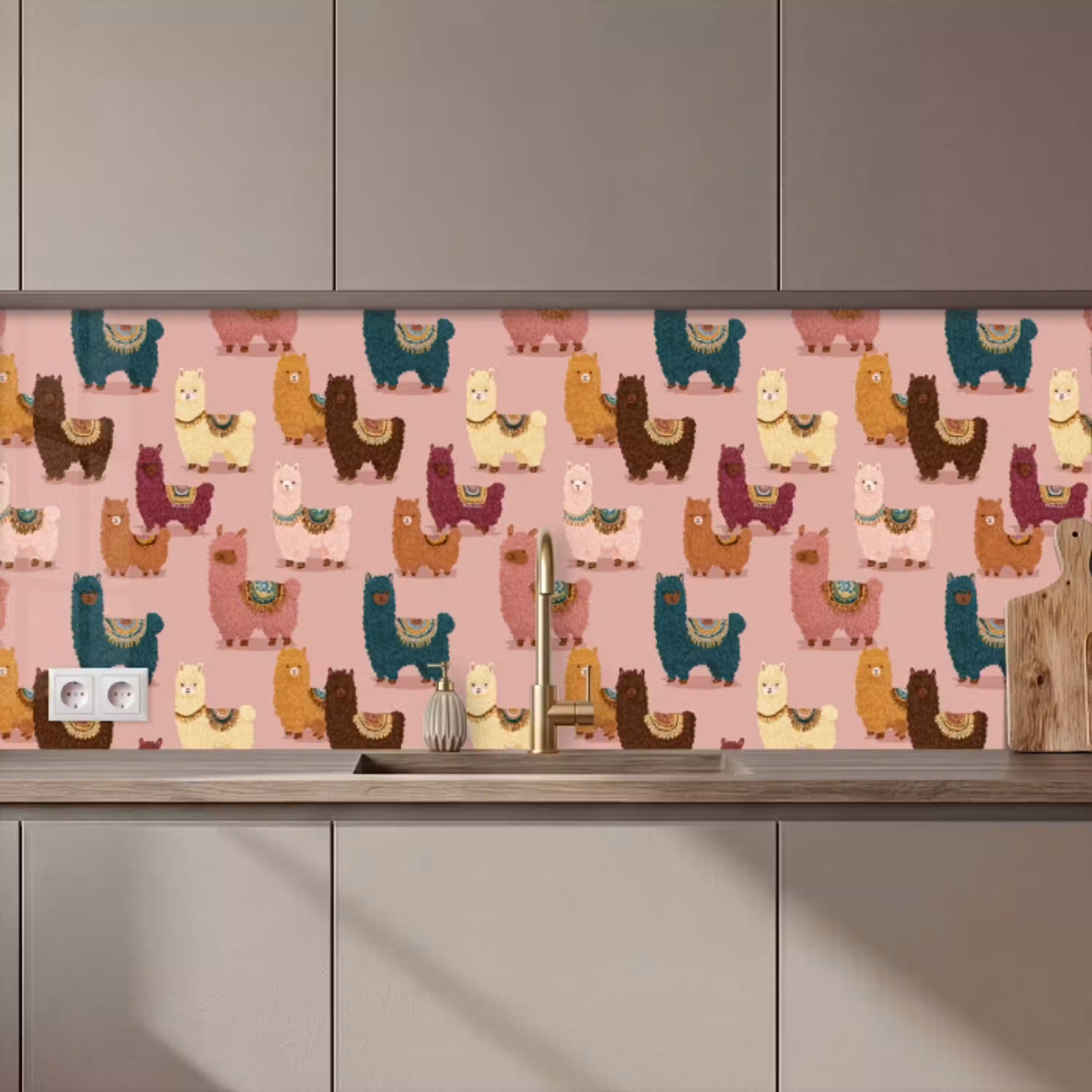 Alpaca's - Patroon - Kleurrijk keuken achterwand 2 middel 871 zz_3dshopping