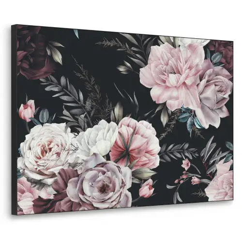 Vintage - Rozen - Romantisch - Bloemen Textielframe zwart klein -3d