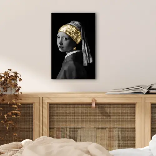 Meisje met de parel - Johannes Vermeer - Goud aluminium wit klein -sfeer3