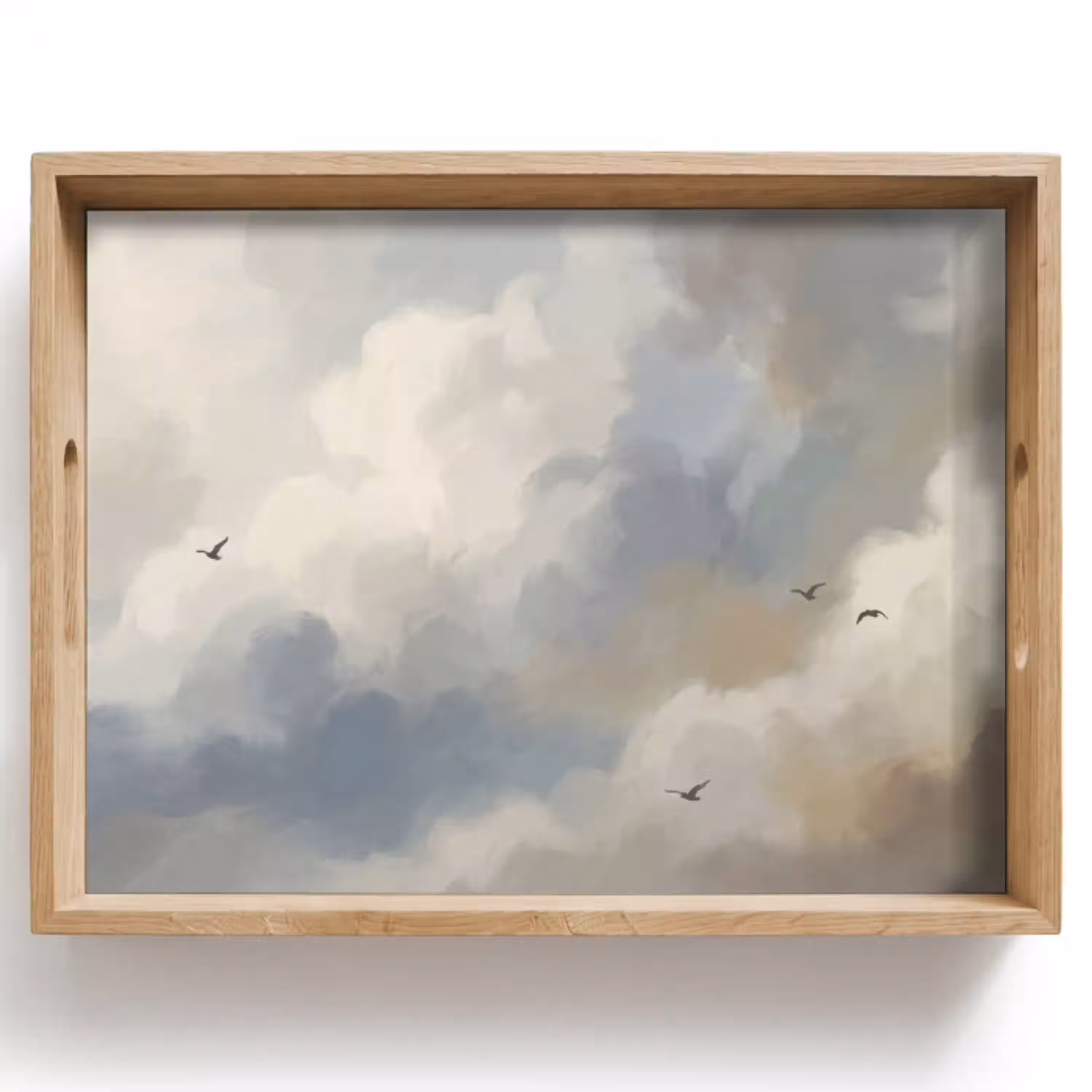 Vogel - Wolken - Natuur - Modern - Grijs Dienblad Rechthoek middel -z3d_shopping