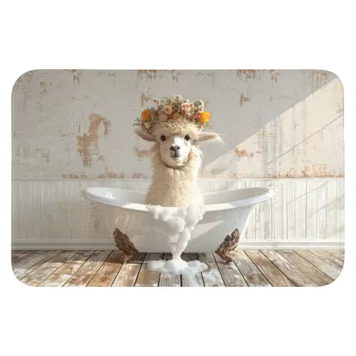 Vintage - Alpaca - Badkuip - Bloemen - Dieren WCmat klein -3d