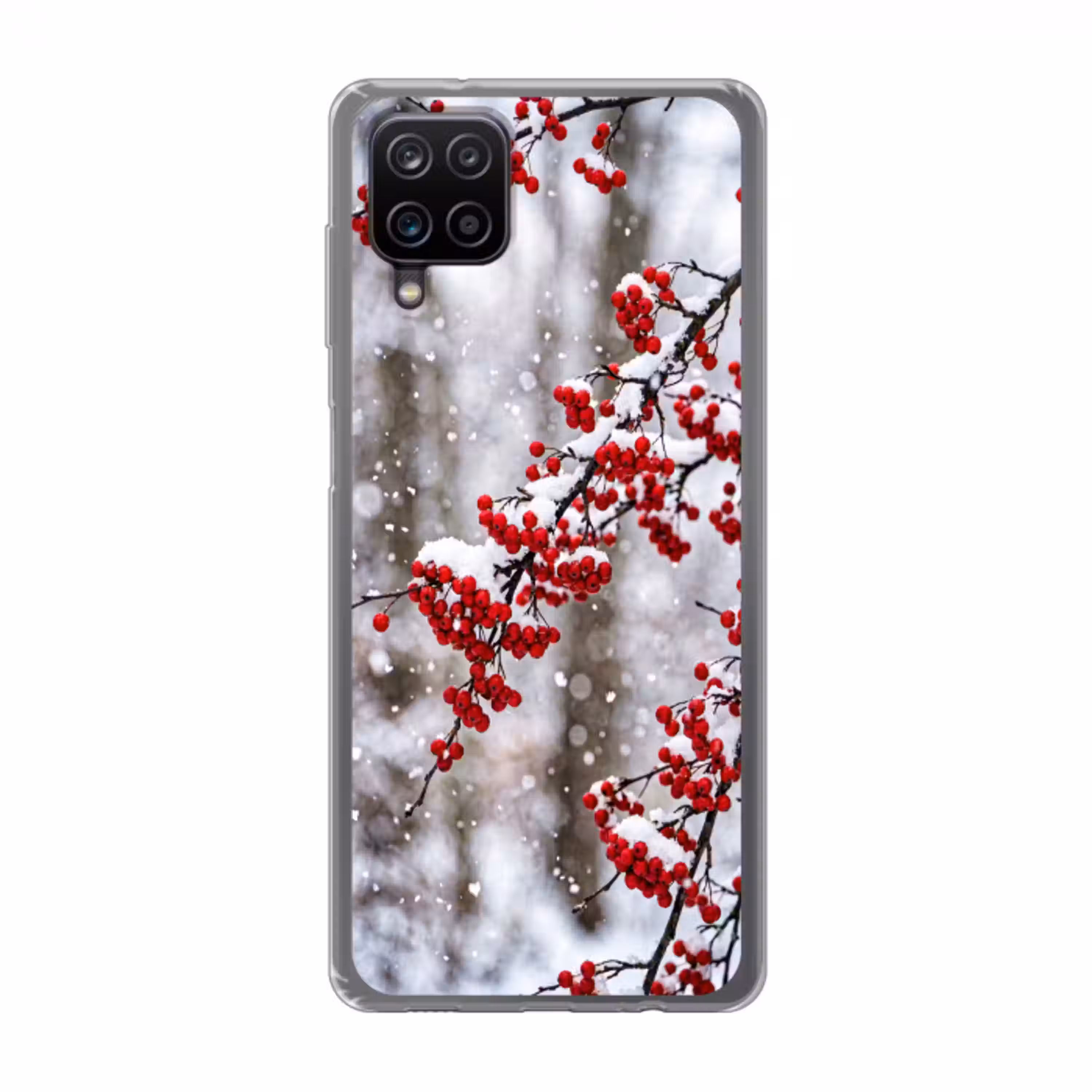Bessen - Takken - Sneeuw - Winter - Kleurrijk Telefoonhoesje Samsung Galaxy A12 klein -3d