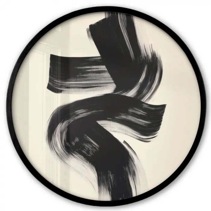 Strepen - Zwart - Abstract Fotolijst rond zonder passe partout klein -3d