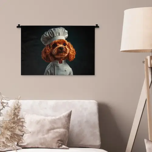 Bruin - Kok - Hondje Wandkleed katoen klein -sfeer4