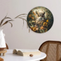Uil - Vogels - Bloemen - Natuur Wandcirkel kunststof plaat 5mm dik klein -sfeer4