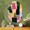 Abstract - Roze - Lappen - Vormen - Geel Wandcirkel Ovaal Glas middel -sfeer2