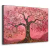 Boom - Levensboom - Roze - Goud Textielframe zwart klein -3d