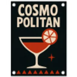 Cocktail - Zwart - Illustratie tuinposter los doek klein -3d