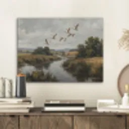 Eenden - Rivier - Landschap - Vlucht - Nostalgisch PET vilt klein -sfeer1