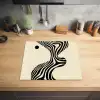 Beige - Lijnen - Golvend -  Abstract Inductie beschermer vinyl 3mm middel -sfeer5