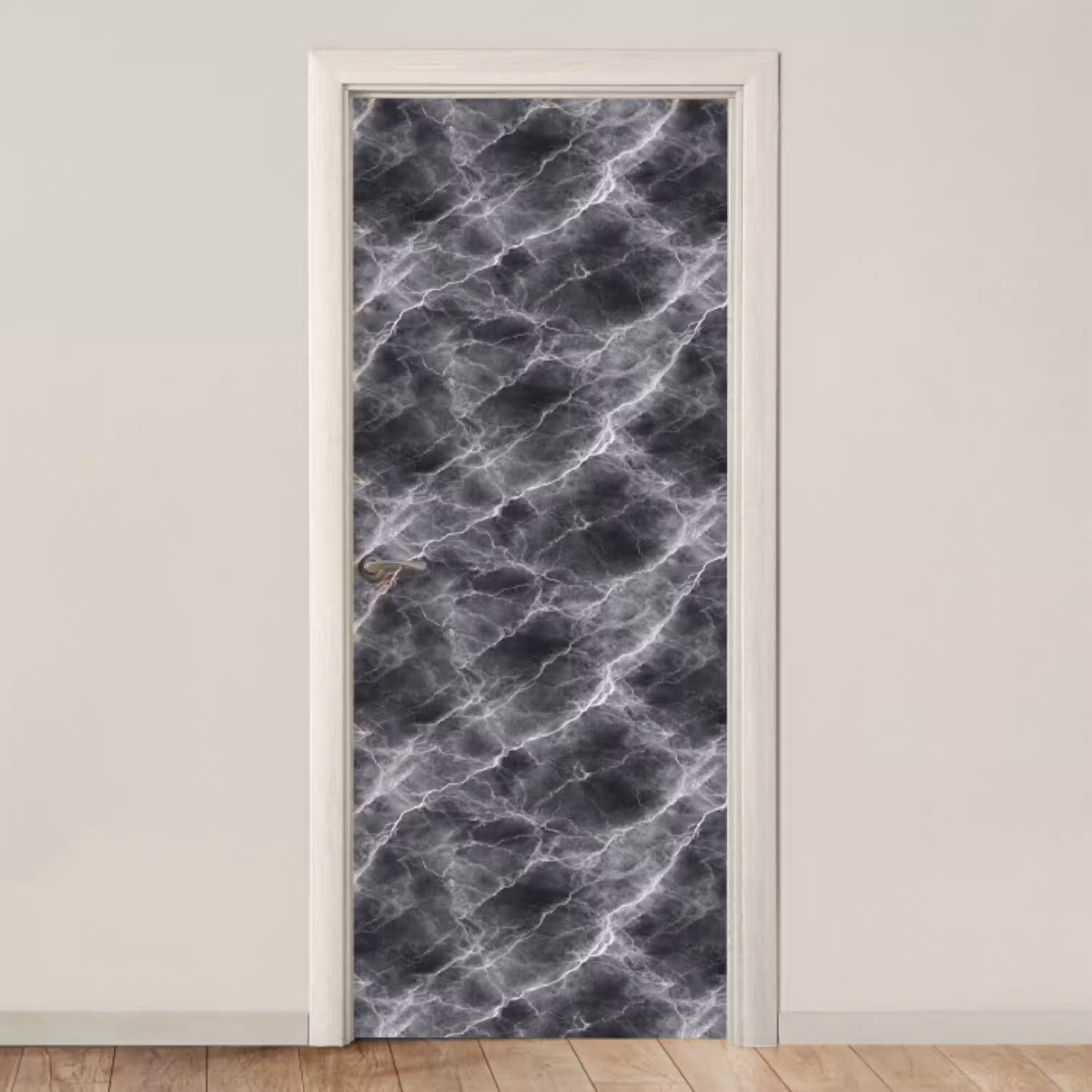 Donkergrijs - Bliksem - Marmer deurposter klein 289 -3d_beige