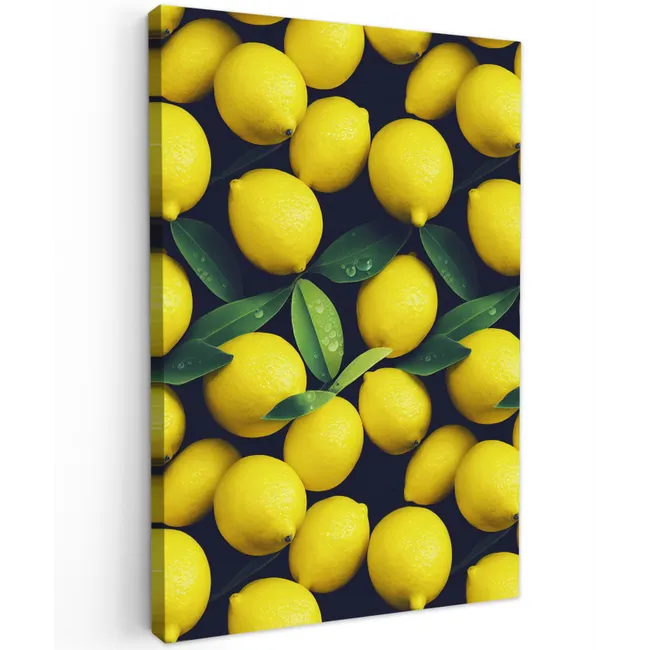 Gele - Citroenen - Druppels - Fruit Tuinposter op houten frame 2 cm dik klein 841 -3d