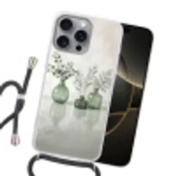 Vazen - Bladeren - Groen Hoesje iPhone 16 Pro Max met koord klein -sfeer1
