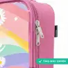 Madeliefjes op regenboogachtergrond Kinderkoffer - Roze klein -rits_EN
