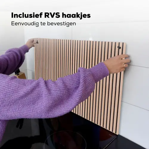 Retro - Hout - Plank - Naturel Inductie beschemer met haakjes klein -ky-ophangen-nl