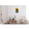Zwart palmblad - Gouden cirkel - Beige achtergrond Wandcirkel aluminium klein -woonkamer