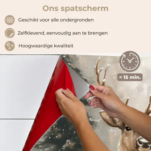 Winter - Bos - Rendier - Donker keuken achterwand spatscherm klein -spatscherm_NL