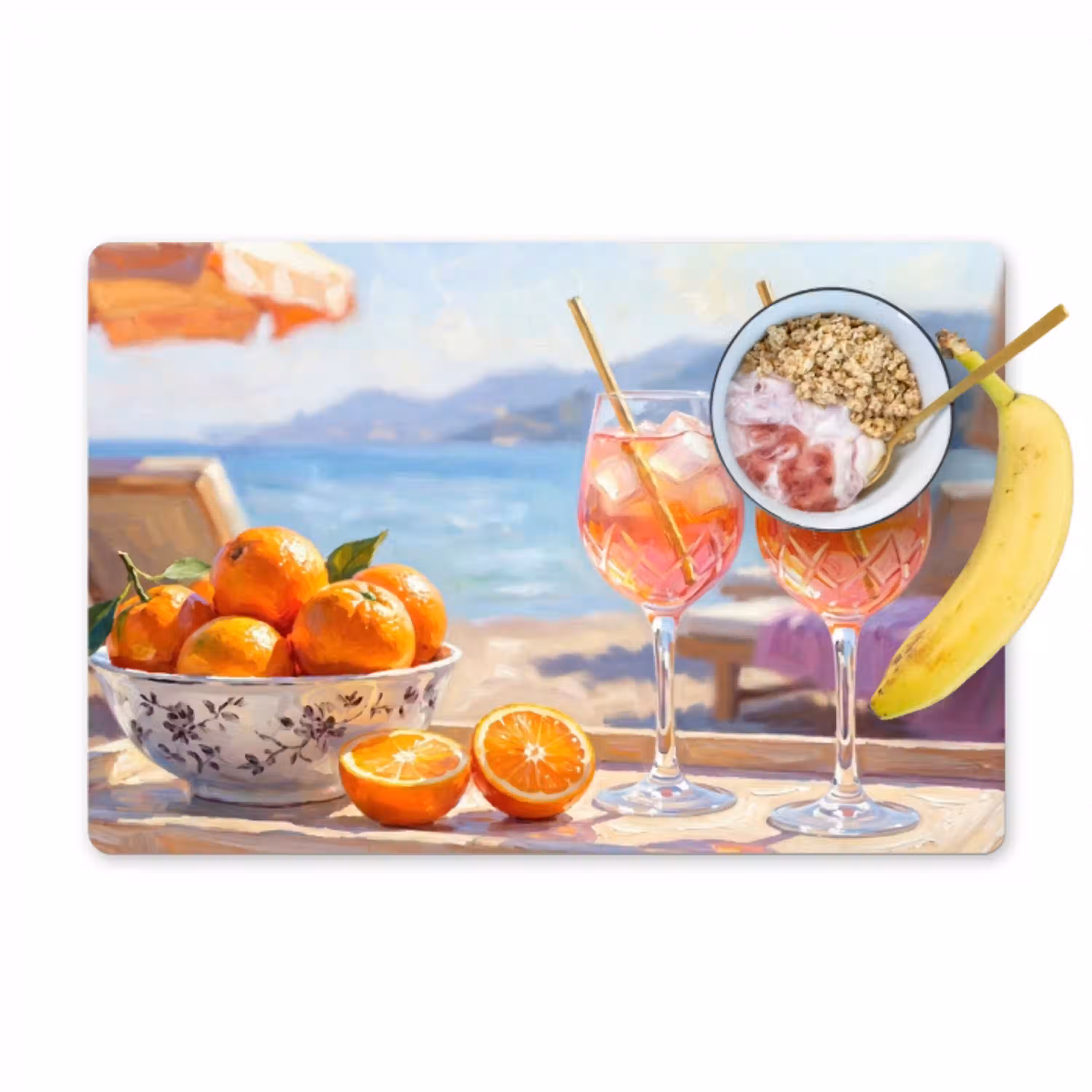 Drank - Glazen - Strand - Zomer - Oranje Placemat vinyl groot -zzzproduct_Kitchenyeah-website