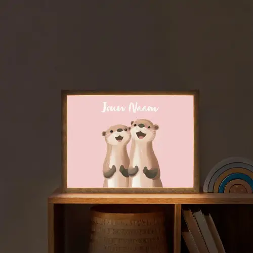 Otters - Glimlach - Bruin Light Box met batterij (Wandlamp kind) middel -sfeer1_kind
