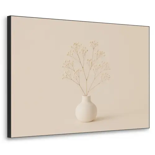 Vaas - Takken - Bloemetjes - Wit Textielframe zwart klein -3d
