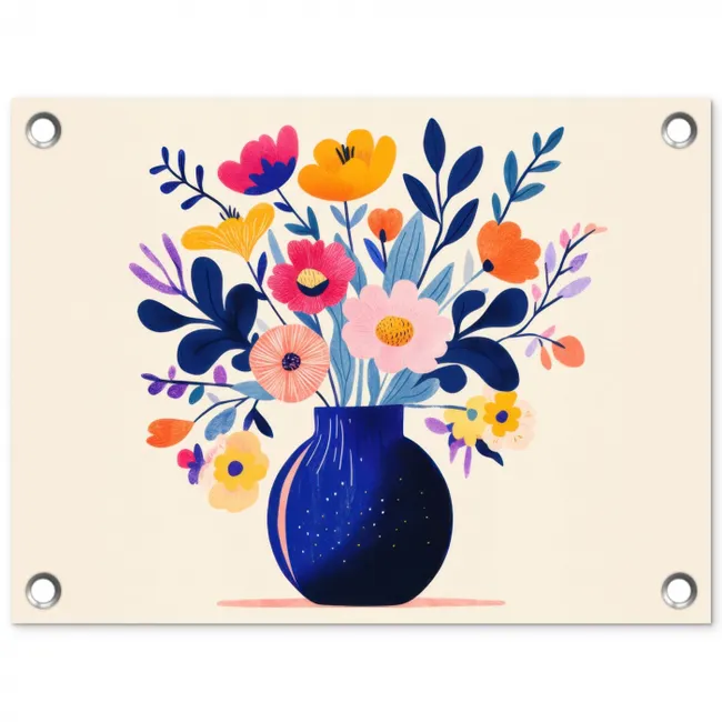 Vaas - Bloemen - Boeket tuinposter los doek klein -3d