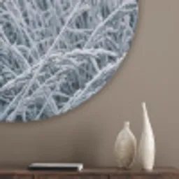 Rijp - Gras - Kristallen - Winter - Minimalistisch Akoestische PET Vilt - Rond klein -sfeer5_closeup
