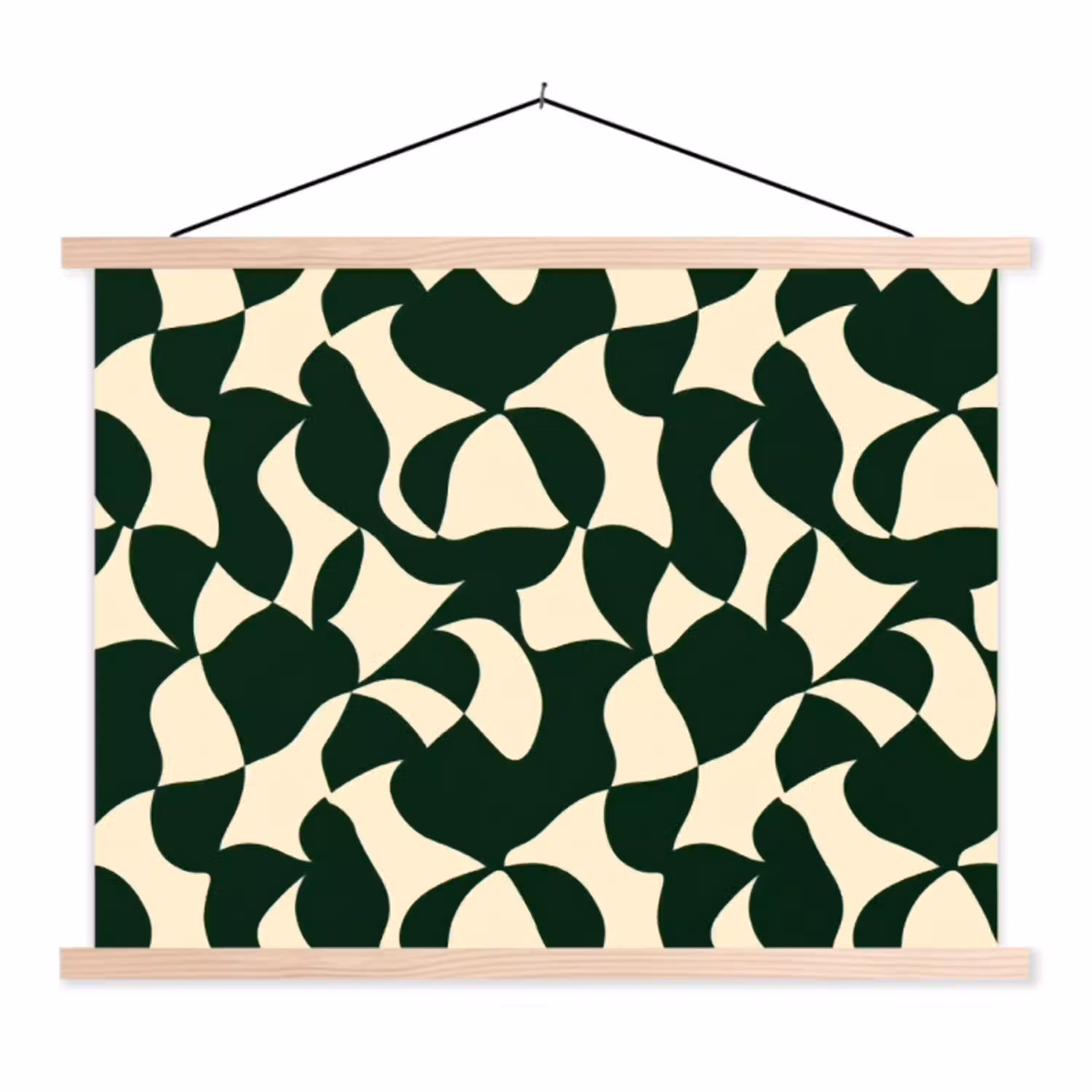 Groen - Organische vlakken - Crème textielposter latten blank klein 122 -3d