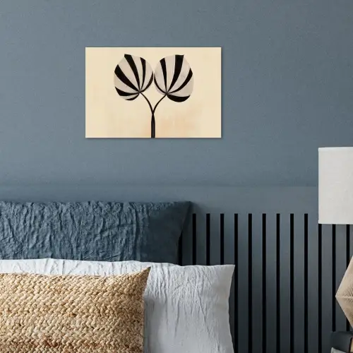 Bladeren - Gestreept - Stengel - Beige poster papier klein -sfeer2
