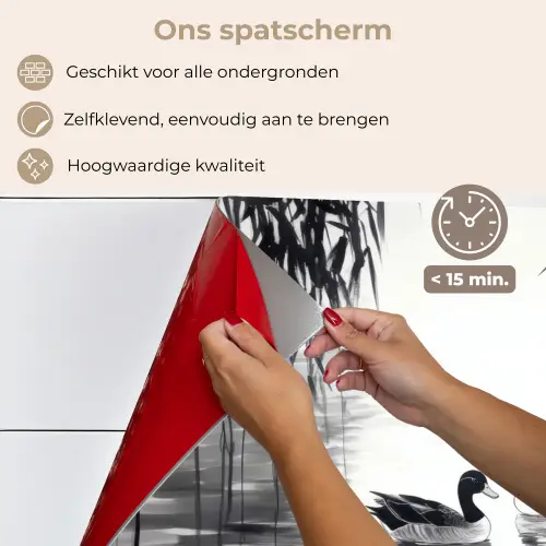 Eenden - Waterlelies - Riet - Zwart keuken achterwand spatscherm klein -spatscherm_NL