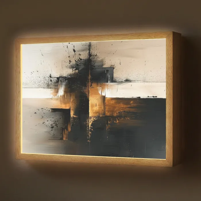 Modern - Zwart - Verf - Goud Light Box met batterij (Wandlamp) middel -z3d_website